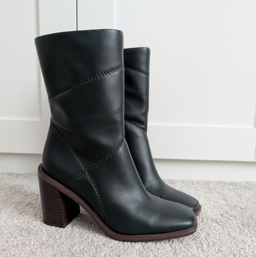Franco Sarto Green Stormy Mid Calf Heeled Boots 6.5M
